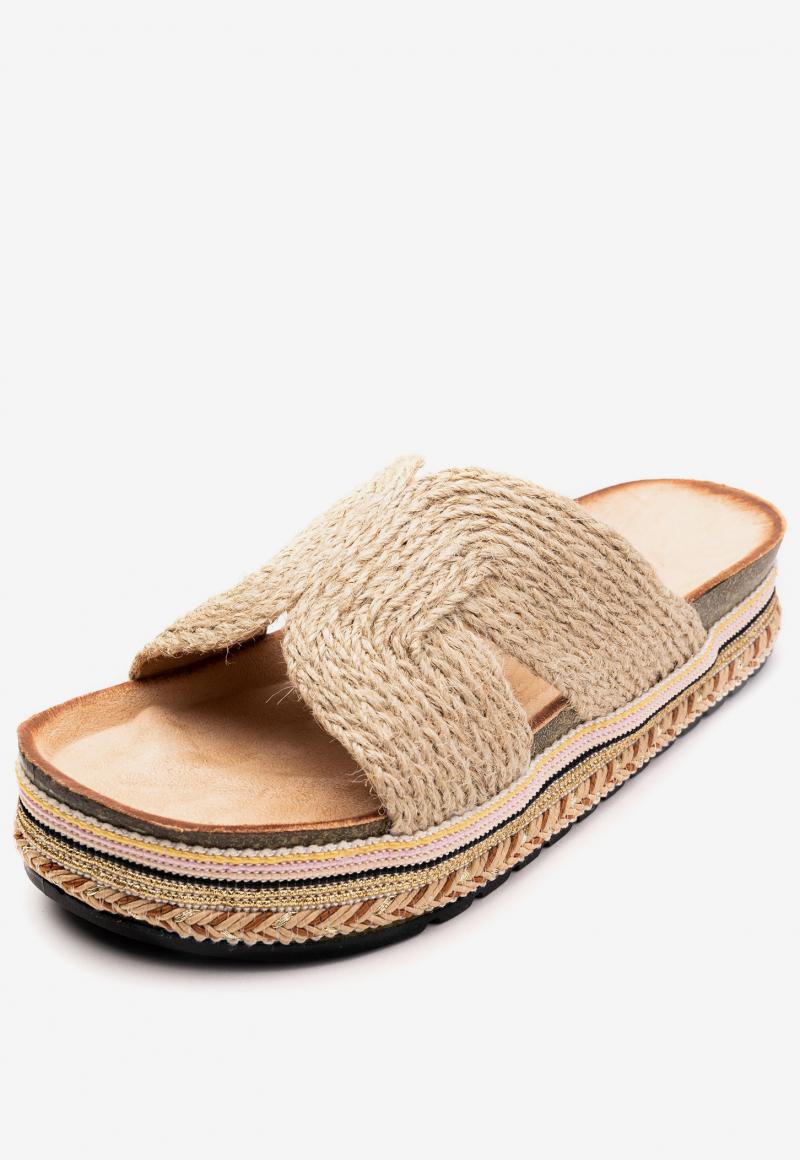 Sandalia Mujer Beige Kima Chancleta Chancleta
